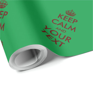 Papier Cadeau Grande coutume vert mat rouge Gardez le calme Noël