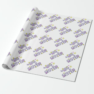 Papier Cadeau Grande soeur, avec des papillons, enveloppe de