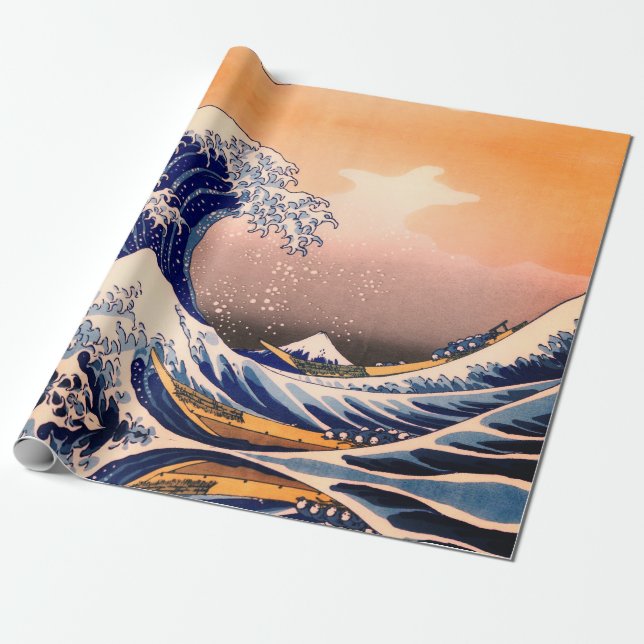PAPIER CADEAU GRANDE VAGUE DE KANAGAWA (Déroulé)