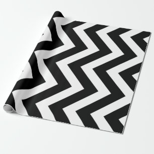 Papier Cadeau Grandes bandes Verticales Chevron Noir et Blanc