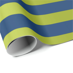 Papier Cadeau Grandes lignes vert de rayures de chaux bleu de