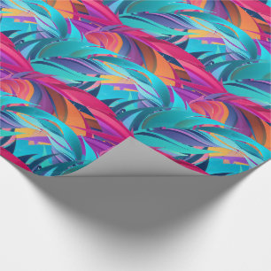 Papier Cadeau Grandes plumes colorées