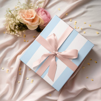Papier Cadeau Grandes rayures bleu clair et blanc