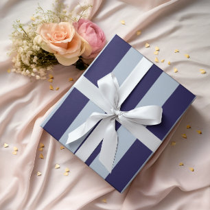 Papier Cadeau Grandes rayures verticales bleu marine et bleu pou