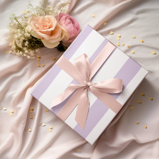 Papier Cadeau Grandes rayures violettes clair et blanches
