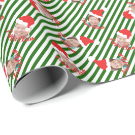 Papier Cadeau Grandes vertes et blanches Chapeaux de Père Noël E