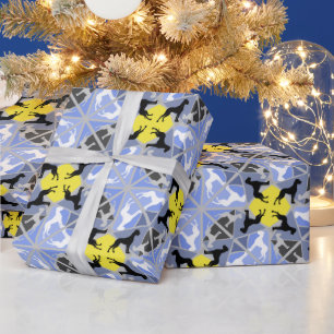 Papier Cadeau Grands Danois bleus jaunes