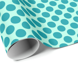 Papier Cadeau Grands points rétro - aqua et turquoise