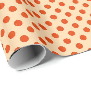 Papier Cadeau Grands points rétro - mandarine et orange pâle