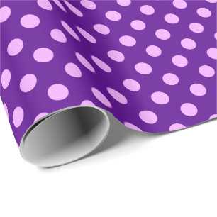 Papier Cadeau Grands points rétro - orchidée sur violet