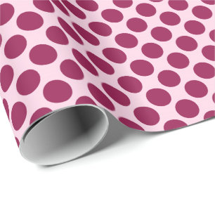 Papier Cadeau Grands points rétro - rose coquille et bordeaux