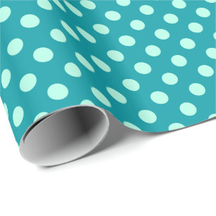 Papier Cadeau Grands rétros points - aqua sur la turquoise