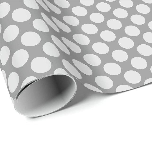 Papier Cadeau Grands rétros points - nuances de gris/de gris (Coin rond)