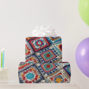 Papier Cadeau Granny Carré Crocheted Quilt