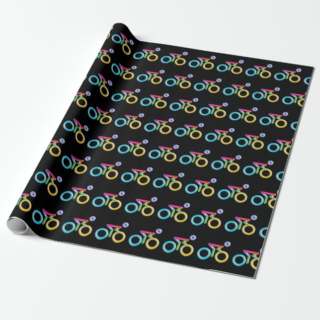 Papier Cadeau graphique cycliste contemporain (Déroulé)