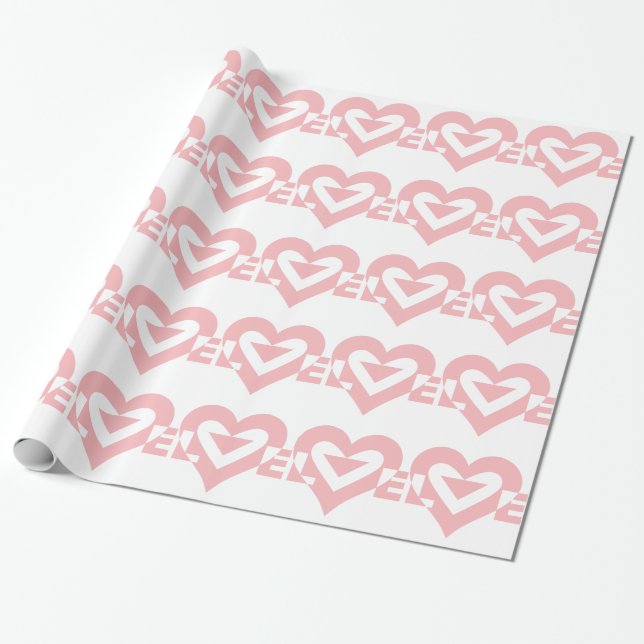 Papier Cadeau Graphique d'amour cool, rose (Déroulé)
