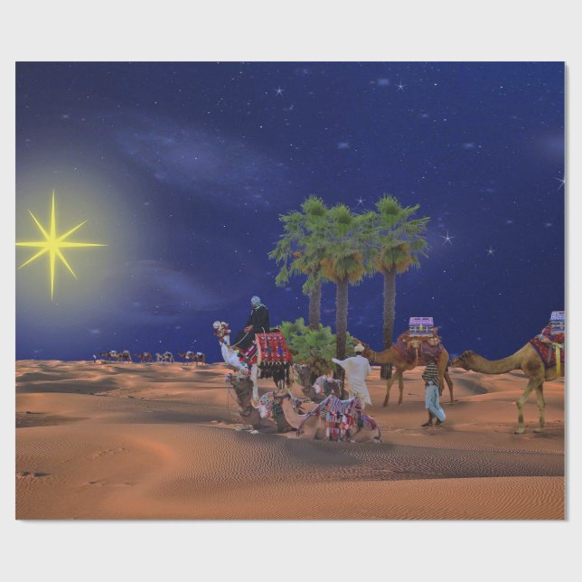 Papier Cadeau Graphique de Noël étoilé masculin (Plat)