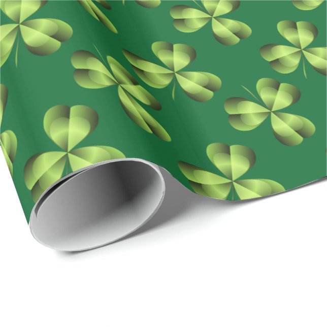 Papier Cadeau Graphique shamrock à trois feuilles (Coin rond)