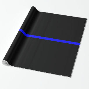 Papier Cadeau Graphique Symbolique de la ligne bleue mince