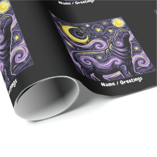 Papier Cadeau Graphisme de l'Hippopotame Artistique Tourbillonna