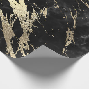 Papier Cadeau Graphite gris noir Marbre or brillant VIP