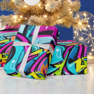 Papier Cadeau Gras Bright Colonnes Graffiti Street Art Motif