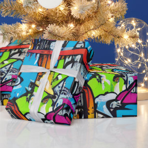 Papier Cadeau Gras Bright Colonnes Graffiti Street Art Motif