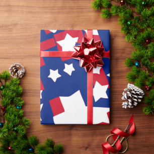 Papier Cadeau Gras Étoiles et bandes, 4 juillet Edition