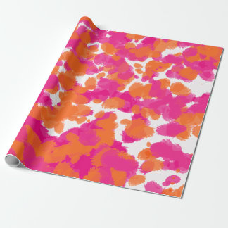 Papier Cadeau Gras Fille Rose Chaud Fuchsia Orange Peinture Spla