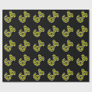 Papier Cadeau Gras, noir et jaune 64 N° d'événement (Anniversair