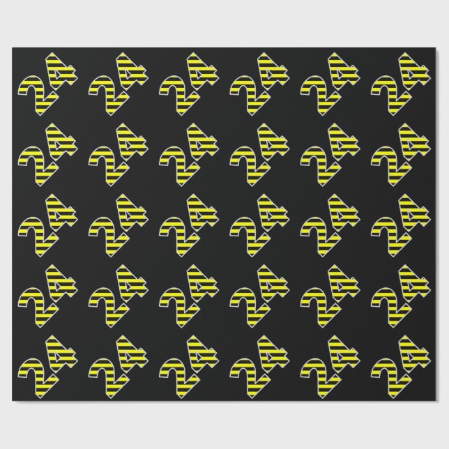 Papier Cadeau Gras, noirs et jaunes 24 N° d'événement (Anniversa (Plat)