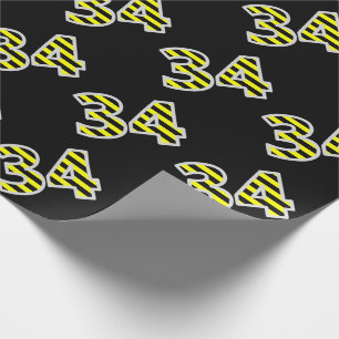 Papier Cadeau Gras, noirs et jaunes 34 N° d'événement (Anniversa
