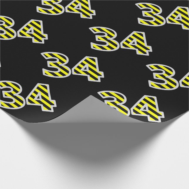 Papier Cadeau Gras, noirs et jaunes 34 N° d'événement (Anniversa (Coin)