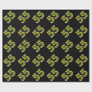 Papier Cadeau Gras, noirs et jaunes 55 N° d'événement (Anniversa