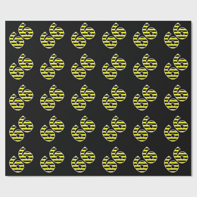 Papier Cadeau Gras, noirs et jaunes 66 N° d'événement (Anniversa (Plat)