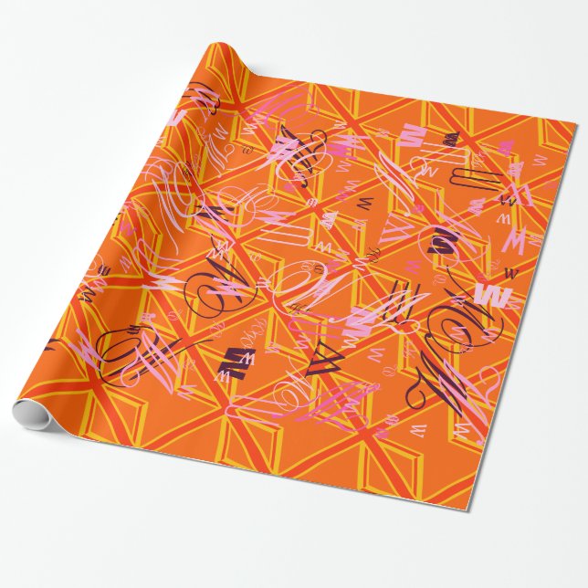 Papier Cadeau Gras orange Union Jack Britanniques Drapeau Swag (Déroulé)