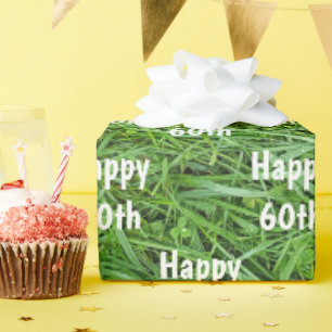 Papier Cadeau Grass vert 60e Anniversaire Papier d'enveloppement