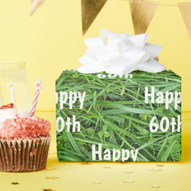 Papier Cadeau Grass vert 60e Anniversaire Papier d'enveloppement (Fête d'anniversaire)