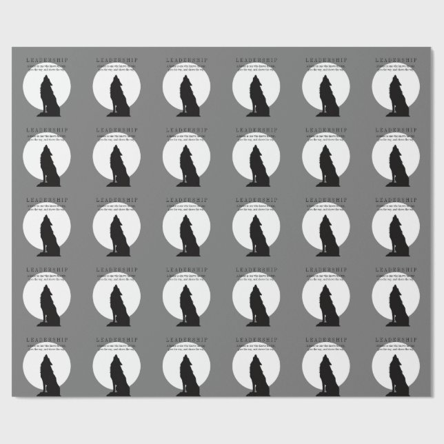 Papier Cadeau Gray Black Pop Art Leadership Wolf Howling (Plat)