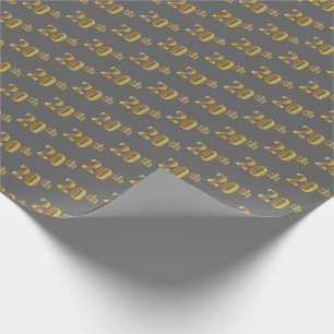 Papier Cadeau Gray, Faux Gold 20th (Vingtième) Event