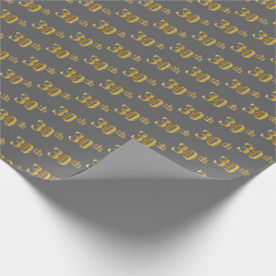 Papier Cadeau Gray, Faux Gold 30e (Trentième) Événement