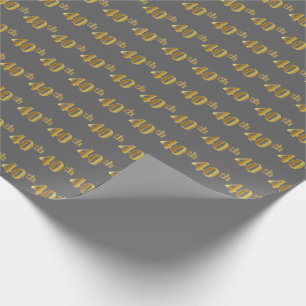 Papier Cadeau Gray, Faux Gold 40th (Quarantième) Event