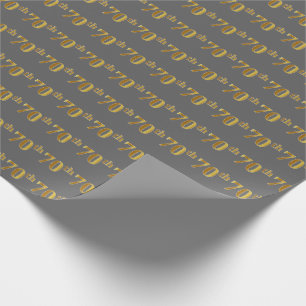 Papier Cadeau Gray, Faux Gold 70th (Seveneth)