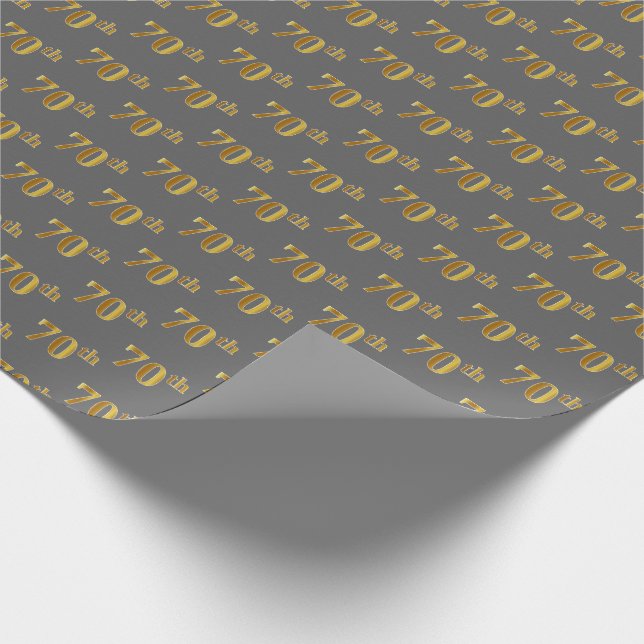 Papier Cadeau Gray, Faux Gold 70th (Seveneth) (Coin)