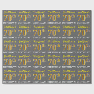 Papier Cadeau Gray, imitation doré « 70e ANNIVERSAIRE »