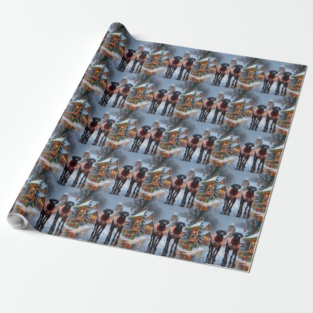 Papier Cadeau Great Dane Dogs Christmas Snow Holiday (Déroulé)