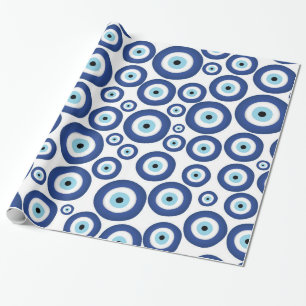 Papier Cadeau Grec Mati Mataki - motif d'oeil mauvais de