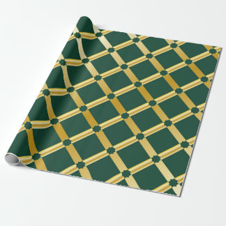 Papier Cadeau Green and Gold Arabesque Wrapping Paper (Roll)