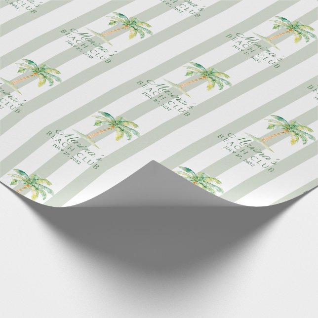 Papier Cadeau Green Cabana Stripes Palm Beach Club (Coin)