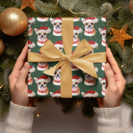 Papier Cadeau Green Christmas Chihuahua Chien de vacances races